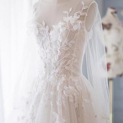 Long Sleeve Bridal Dress,elegant Light Wedding..