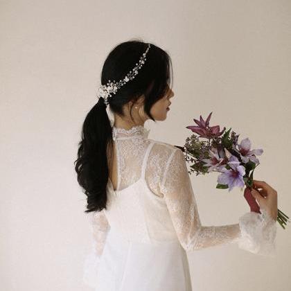 Long Sleeve Bridal Dress,high Neck Wedding..