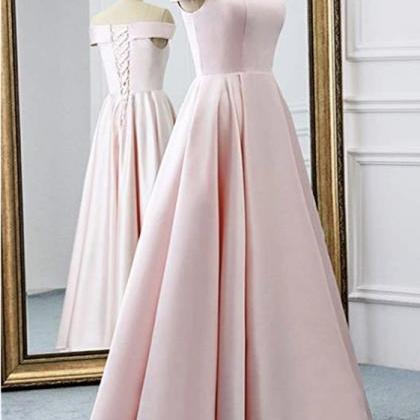 Off Shoulder Prom Dress,pink Party Dress,satin..