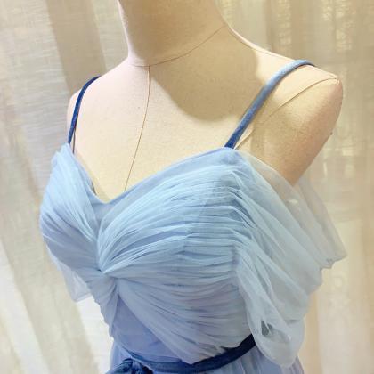 Elegant, Spaghetti Strap Bridesmaid Dress, Blue..
