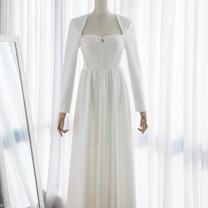 Vintage, Elegant, White Beaded Dress, Light Bridal..
