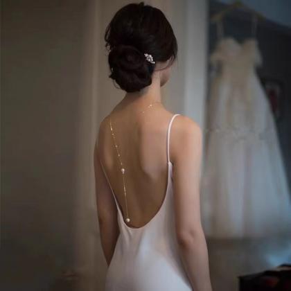 Backless Wedding Dress,simple Evening Dress,custom..