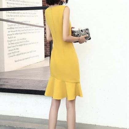 Yellow Dress Midi Dress, High Quality Homecoming..