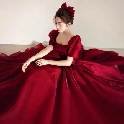 Satin Red Dress, Princess Ball Gown Dress,custom..