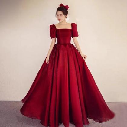 Satin Red Dress, Princess Ball Gown Dress,custom..