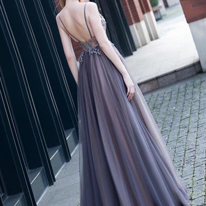 Elegant, Sexy Evening Dress, Purple Spaghetti Trap..