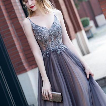 Elegant, Sexy Evening Dress, Purple Spaghetti Trap..