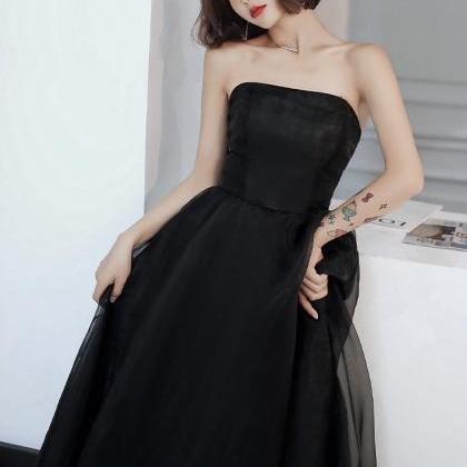 Black Evening Dress, Strapless Sleeveless Dress,..