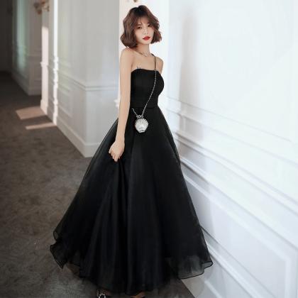 Black Evening Dress, Strapless Sleeveless Dress,..