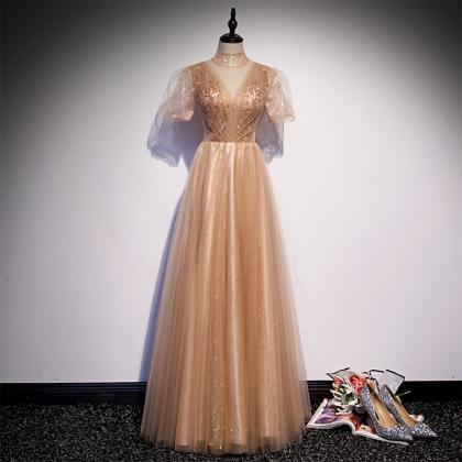 High Quality Golden Evening Dress, Noble And..