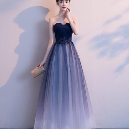 Blue Gradient Color Evening Dress, Elegant Party Dress, Socialite Long ...