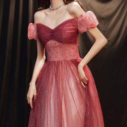 Starry Sky Evening Dress ,off Shoulder, Red Sexy..