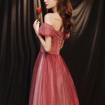 Starry Sky Evening Dress ,off Shoulder, Red Sexy..