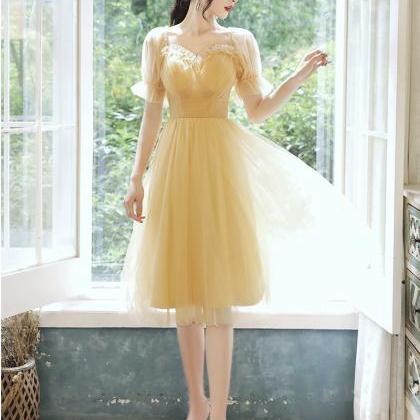 Little Party Dress, Homecoming Dress, Yellow..