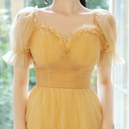 Little Party Dress, Homecoming Dress, Yellow..