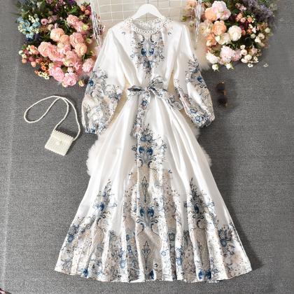 Palace Style Dress, Vintage, Print, Bubble..