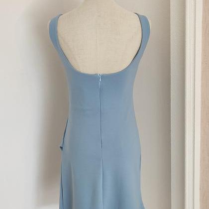 Sexy, Pleated Waist Dress, Solid Color Slim Dress,..