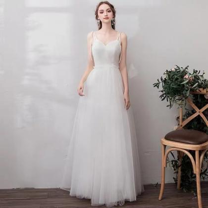 Spaghetti Strap Prom Dress,white Bridesmaid..
