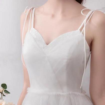 Spaghetti Strap Prom Dress,white Bridesmaid..