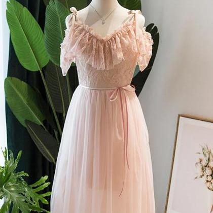 Blush Pink Party Dress,lace Short Homecoming..