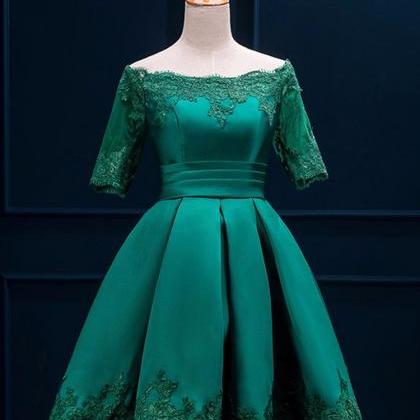 Green Party Dress, Off Shoulder Homecoming Dress..