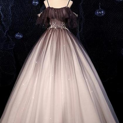 Gradient Tulle Ball Gown,long A Line Prom Dress..