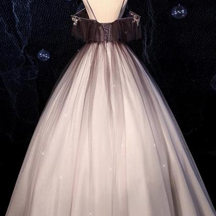 Gradient Tulle Ball Gown,long A Line Prom Dress..