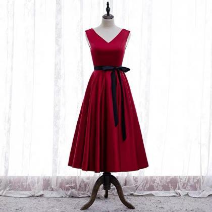 V-neck Evening Dress, Red Homecoming Dress,custom..