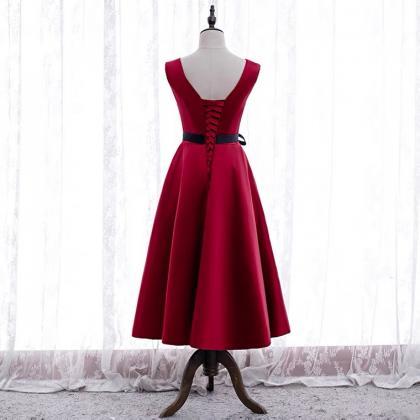 V-neck Evening Dress, Red Homecoming Dress,custom..
