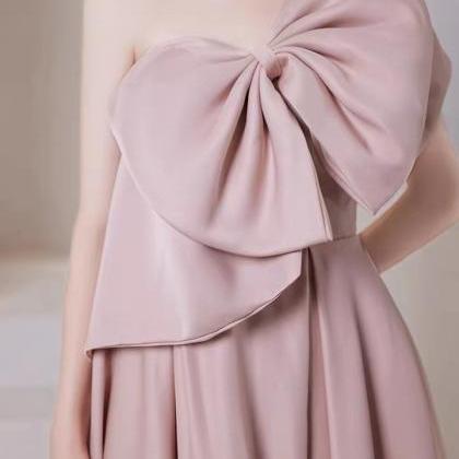 One Shoulder Evening Dress, Pink Party..