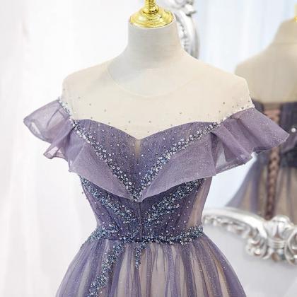 Purple Evening Dress, High Quality Prom Dress, Off..