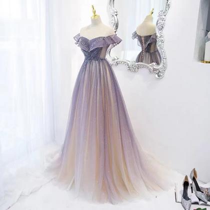 Purple Evening Dress, High Quality Prom Dress, Off..