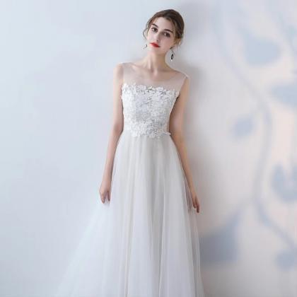 White Party Evening Dress, Elegant Lace..