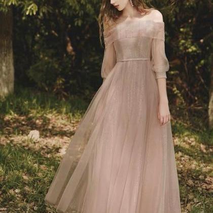 Off-the-shoulder Bridesmaid Dress, Simple,..