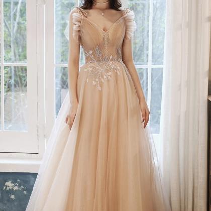 Champagne Prom Dresses, Beaded Evening Gowns,..