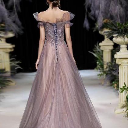 Purple Evening Dress, Temperament Long Prom Dress,..