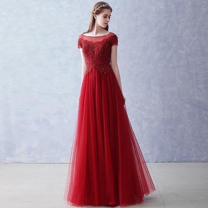 Long Wedding Dress, Red Bridesmaid Dress,cap..