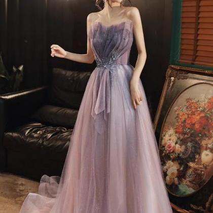 Purple Strapless Prom Gown, Super Fairy Beads..