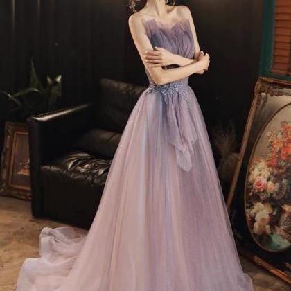 Purple Strapless Prom Gown, Super Fairy Beads..