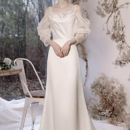 Satin Prom Dress,white Party Dress, Hepburn Style,..