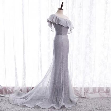 One Shoulder Evening Dress, Long Mermaid Dress,..