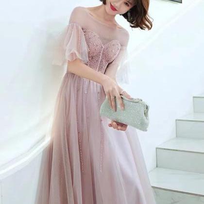High Quality Pink Evening Dress, Temperament,..