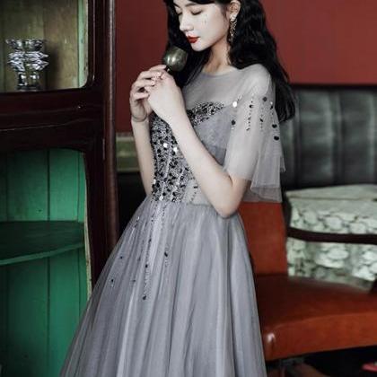 Grey Bridesmaid Dress, Fairy Evening Dress, Light..