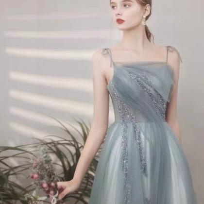 Blue Bridesmaid Dress, Classy Evening Dress,..
