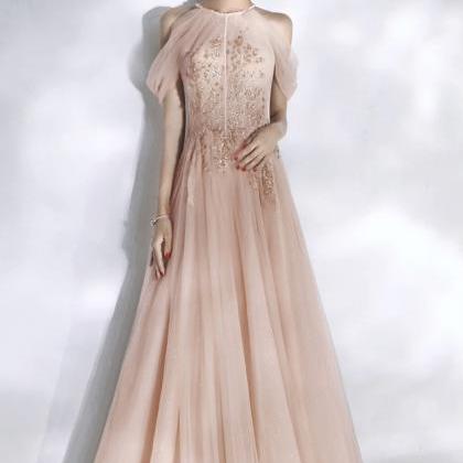 Pink Dream Prom Dress, Halter Neck Evening..