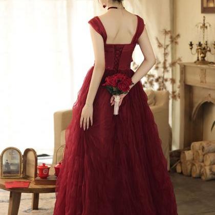 Halter Prom Dress, Burgundy Party Dress, Sexy..