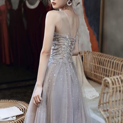 Sleeveless Fairy Evening Dress, Applique..