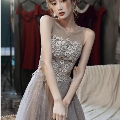 Sleeveless Fairy Evening Dress, Applique..