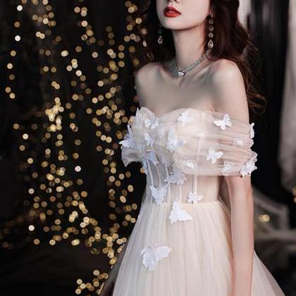 Off Shoulder Evening Dress, Fairy Temperament Long..