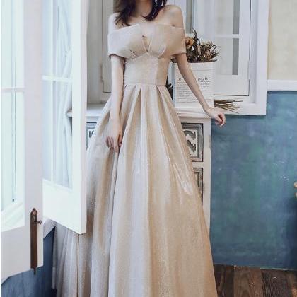Off-the-shoulder Evening Dress, High Quality Party..